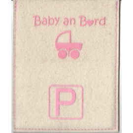 Parkscheibe / Parkkarte blaue Zone - Baby an Board - weiss 7 rosa