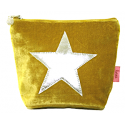 Samtbeutel 'Velvet Star' Grösse M - gelb mit Silberstern