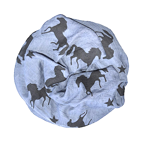 Rundschal (Loop) für Damen - hellblau mit Pferden und Sternen
