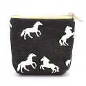 Canvas Mini-Börse/Beutel - schwarz mit Pferden