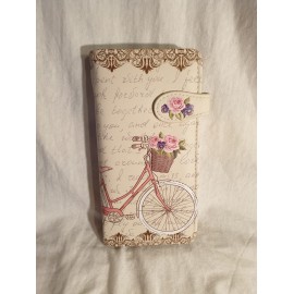 Longbörse-Fahrrad mit Blumenkörbchen 18,7 x 9,5 cm